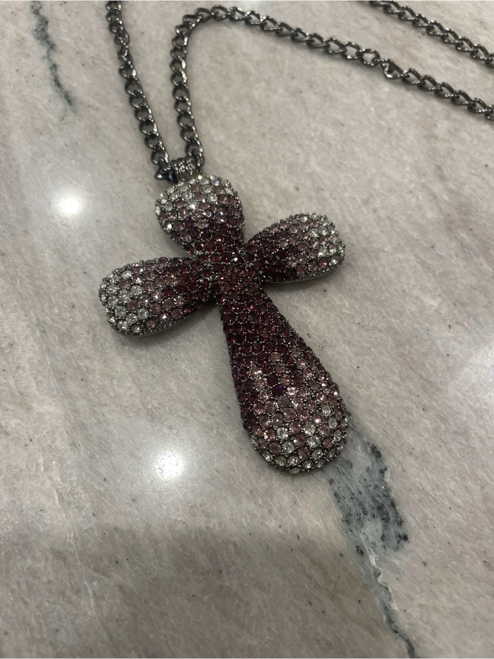 Real Collectibles by Adrienne rhinestone Cross pendant Necklace